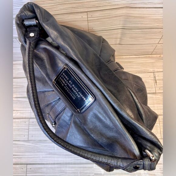 047-Marc by Marc Jacobs Smokey Gray Standard supply workwear hobo Shoulder Bag - Picture 7 of 11